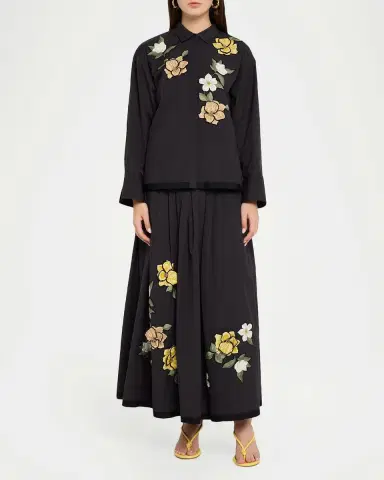 Ungaro Lindsey Pleated Floral Applique Midi Skirt | Thumbnail 2 Ungaro Lindsey Pleated Floral Applique Midi Skirt | Thumbnail 2