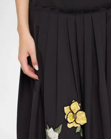 Ungaro Lindsey Pleated Floral Applique Midi Skirt | Thumbnail 5 Ungaro Lindsey Pleated Floral Applique Midi Skirt | Thumbnail 5