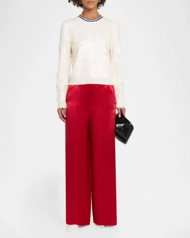 CYNTHIA ROWLEY Wide-Leg Snap Silk Pants | Thumbnail 2 CYNTHIA ROWLEY Wide-Leg Snap Silk Pants | Thumbnail 2