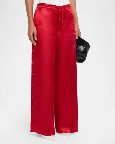 CYNTHIA ROWLEY Wide-Leg Snap Silk Pants | Thumbnail 4 CYNTHIA ROWLEY Wide-Leg Snap Silk Pants | Thumbnail 4