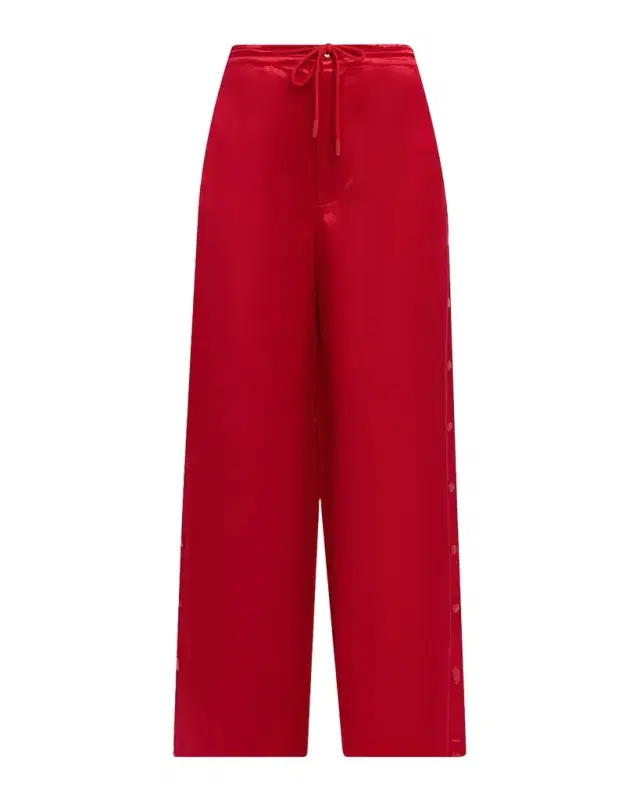 Cynthia Rowley Wide-Leg Snap Silk Pants