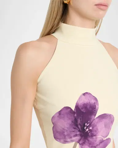 Chiara Boni La Petite Robe Gudrum Floral-Print Halter Mermaid Gown | Thumbnail 5