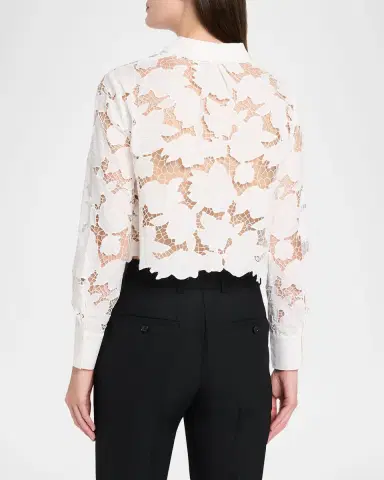 L'Agence Seychelle Eyelet Embroidered Cropped Shirt | Thumbnail 3 L'Agence Seychelle Eyelet Embroidered Cropped Shirt | Thumbnail 3