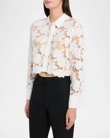 L'Agence Seychelle Eyelet Embroidered Cropped Shirt | Thumbnail 4 L'Agence Seychelle Eyelet Embroidered Cropped Shirt | Thumbnail 4