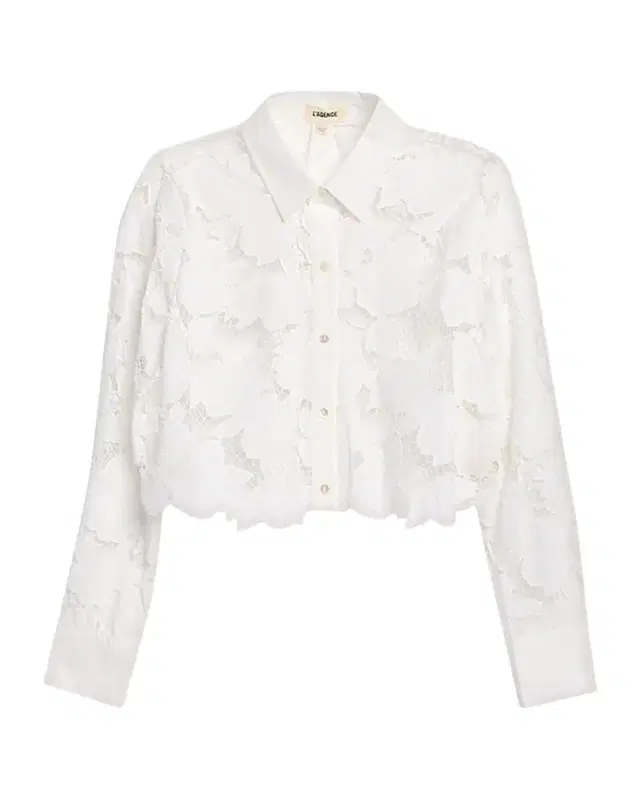 L 'Agence Seychelle Eyelet Embroidered Cropped Shirt