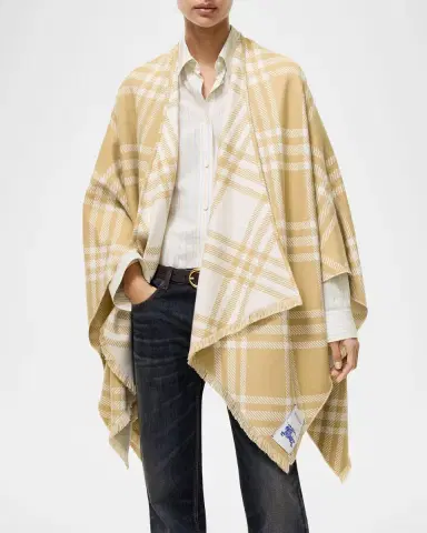 Burberry Check Wool Silk Cashmere Cape | Thumbnail 2 Burberry Check Wool Silk Cashmere Cape | Thumbnail 2