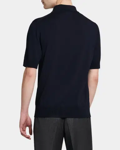 Dolce & Gabbana Men's Pocket-Logo Wool Knit Short-Sleeve Polo Sweater | Thumbnail 2 Dolce & Gabbana Men's Pocket-Logo Wool Knit Short-Sleeve Polo Sweater | Thumbnail 2