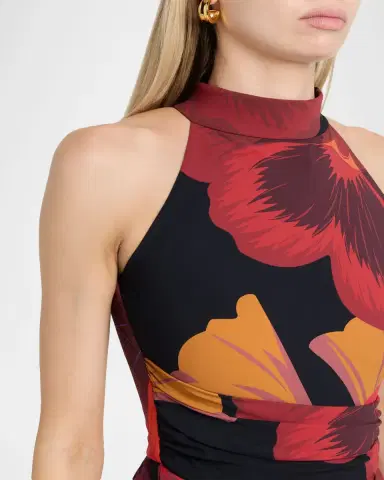 Chiara Boni La Petite Robe Ankita Draped Floral-Print Halter Gown | Thumbnail 5 Chiara Boni La Petite Robe Ankita Draped Floral-Print Halter Gown | Thumbnail 5