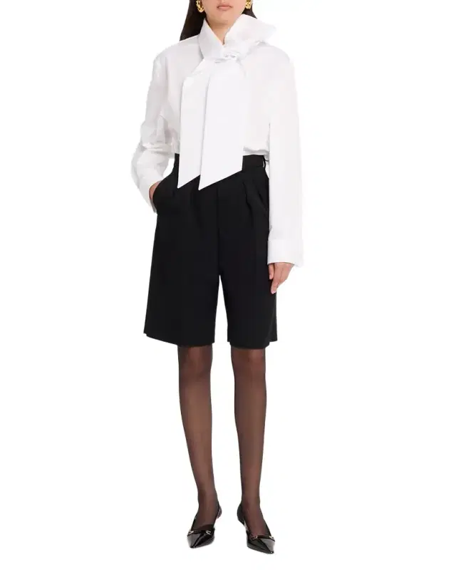 Saint Laurent Bow-Detail Cotton Poplin Blouse