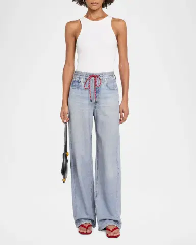 rag & bone rb Miramar Terry Drawstring Wide-Leg Jeans | Thumbnail 2 rag & bone rb Miramar Terry Drawstring Wide-Leg Jeans | Thumbnail 2