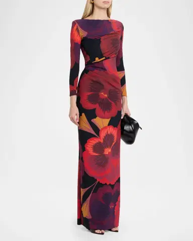Chiara Boni La Petite Robe Soleo Floral-Print Column Gown | Thumbnail 4 Chiara Boni La Petite Robe Soleo Floral-Print Column Gown | Thumbnail 4