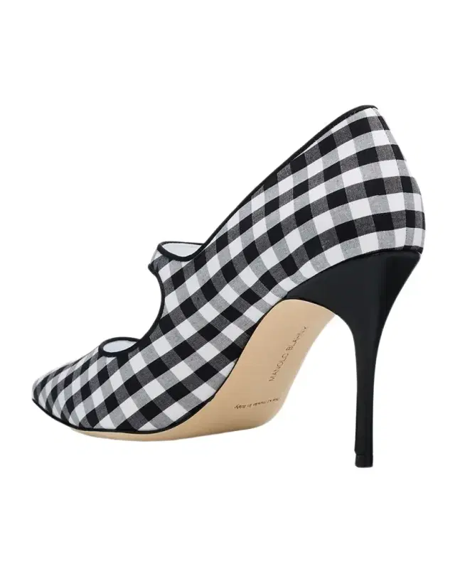 Manolo Blahnik 90mm Camparinew Gingham Mary Jane Pumps