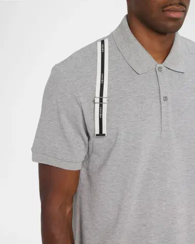 McQueen Men's Shoulder-Strap Pique Short-Sleeve Polo Shirt | Thumbnail 5