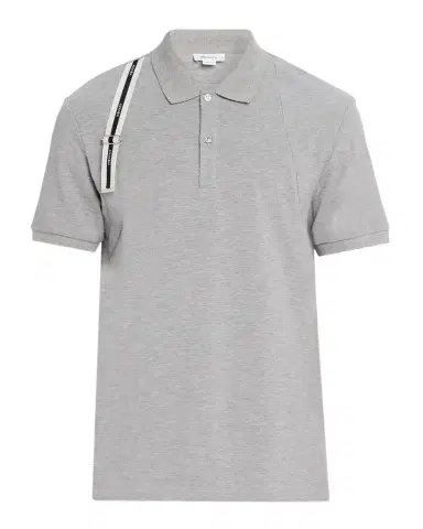McQueen Men's Shoulder-Strap Pique Short-Sleeve Polo Shirt | Thumbnail 1
