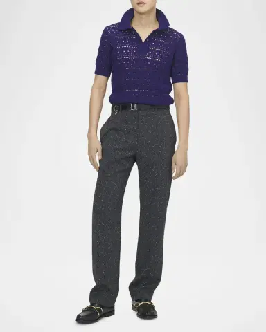 Alexander McQueen Men's Flecked Pinstripe Tailored Trousers | Thumbnail 2
