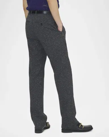Alexander McQueen Men's Flecked Pinstripe Tailored Trousers | Thumbnail 3