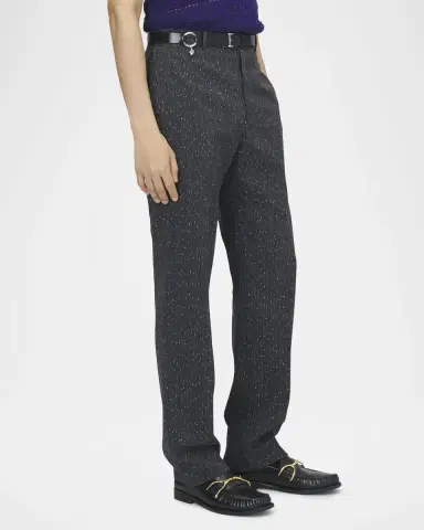 Alexander McQueen Men's Flecked Pinstripe Tailored Trousers | Thumbnail 4