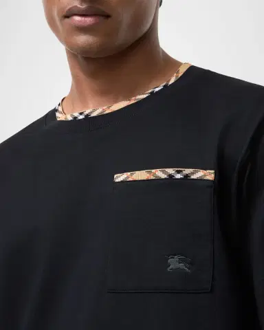 Burberry en's Ryan Check-Trim Crewneck T-Shirt | Thumbnail 2