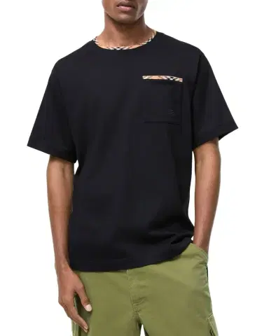 Burberry en's Ryan Check-Trim Crewneck T-Shirt | Thumbnail 1