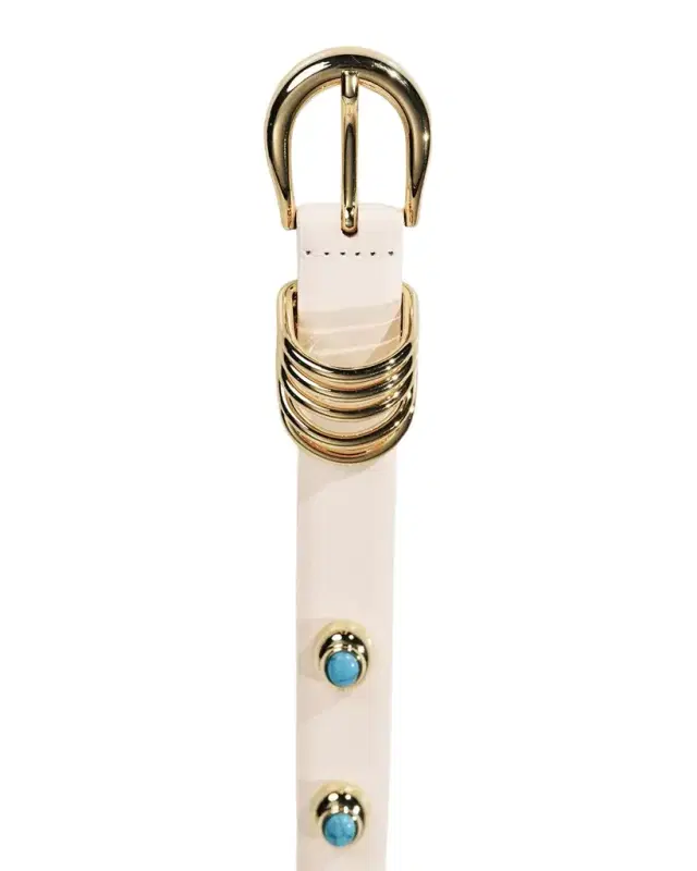 Dehanche Hollyhock Stone Tiger 's Eye & 24K Gold-Plated Leather Belt