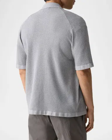 Theory Men's Cotton Mesh Knit Short-Sleeve Shirt | Thumbnail 3 Theory Men's Cotton Mesh Knit Short-Sleeve Shirt | Thumbnail 3