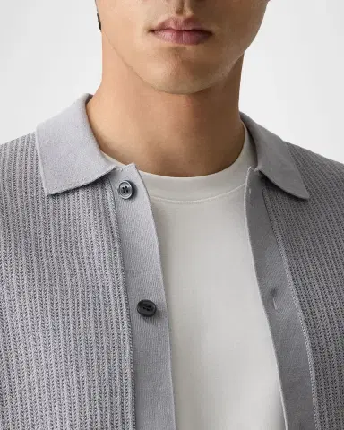 Theory Men's Cotton Mesh Knit Short-Sleeve Shirt | Thumbnail 5 Theory Men's Cotton Mesh Knit Short-Sleeve Shirt | Thumbnail 5