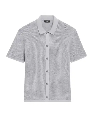 Theory Men's Cotton Mesh Knit Short-Sleeve Shirt | Thumbnail 1 Theory Men's Cotton Mesh Knit Short-Sleeve Shirt | Thumbnail 1