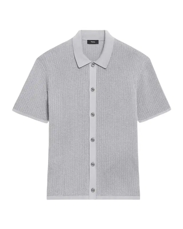 Theory Men 's Cotton Mesh Knit Short-Sleeve Shirt