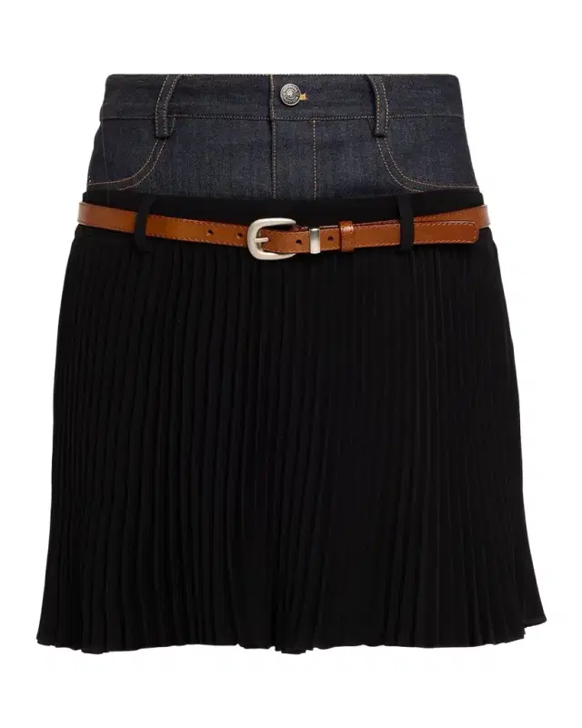 Dionne Mixed-Media Mini Skirt