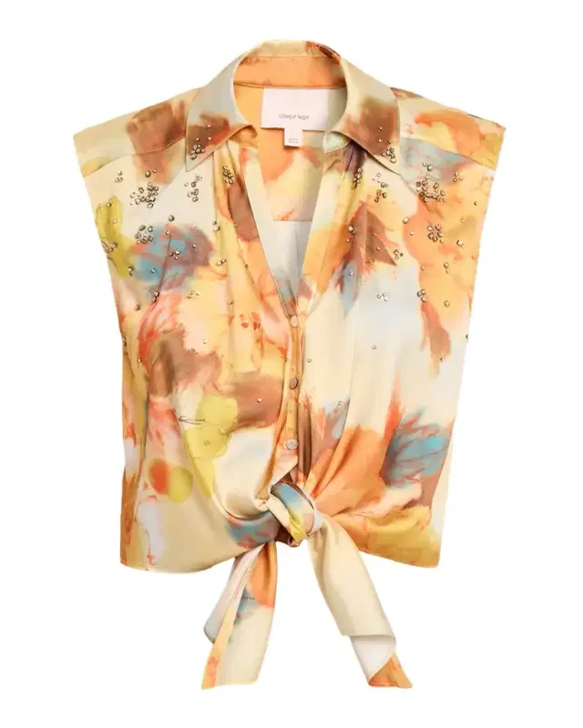 Cinq a Sept Marianna Embellished Watercolor Floral Top