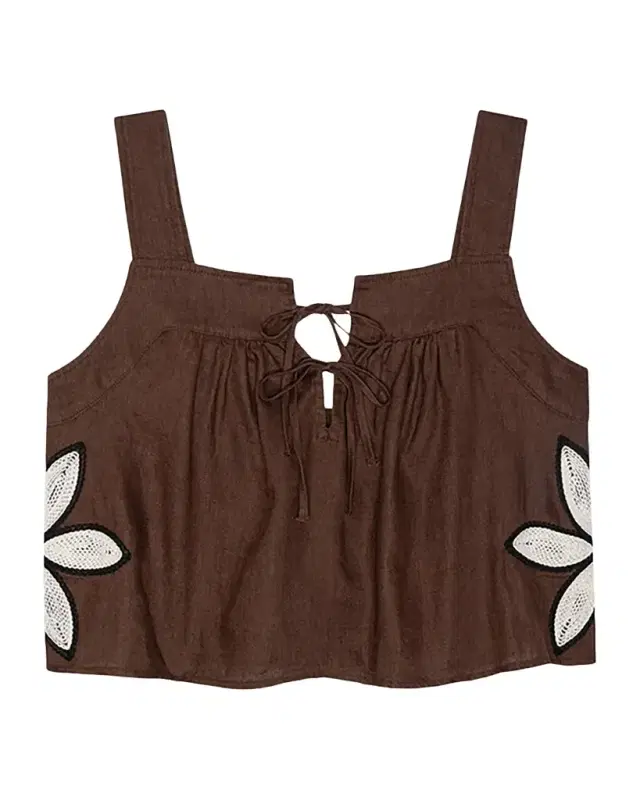 Calais Embroidered Linen Top