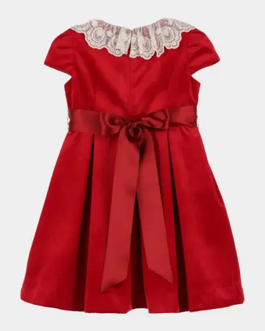 Luli & Me Girl's Deluxe Velvet Lace-Collar Dress | Thumbnail 2 Luli & Me Girl's Deluxe Velvet Lace-Collar Dress | Thumbnail 2