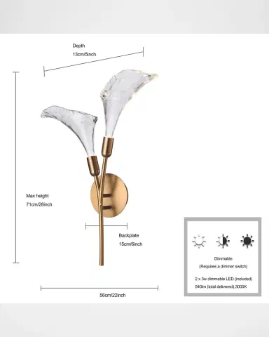 Arabela Lighting Calla 28" 2-Light LED Wall Sconce | Thumbnail 7 Arabela Lighting Calla 28" 2-Light LED Wall Sconce | Thumbnail 7