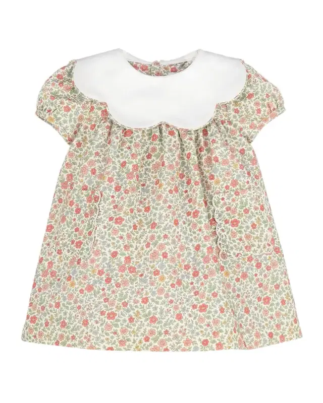 Luli & Me Girl 's Floral Cotton Scalloped-Collar Dress, Size 6M-4T