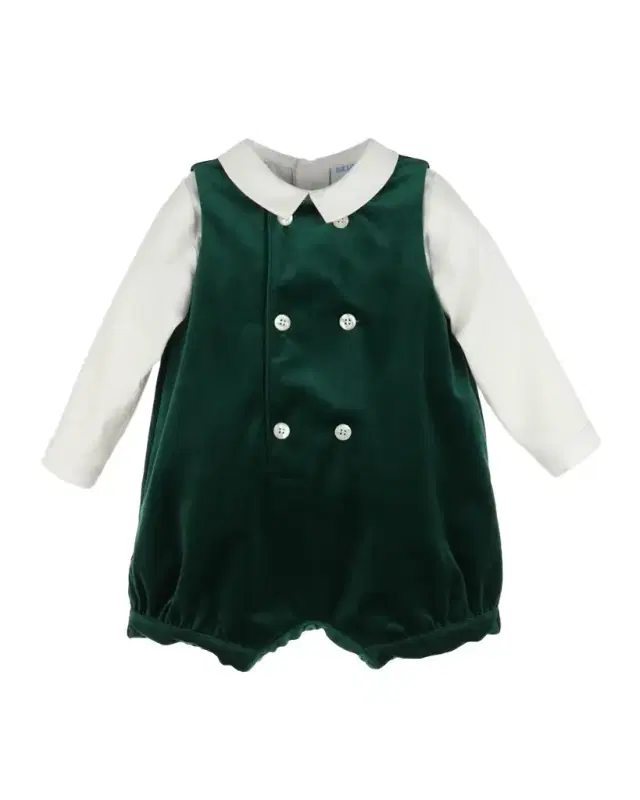 Boy 's Velvet Romper & Shirt Set, Size 6M-24M