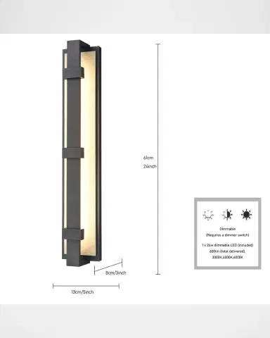Arabela Lighting Crossroads 24" Outdoor LED Wall Sconce | Thumbnail 8 Arabela Lighting Crossroads 24" Outdoor LED Wall Sconce | Thumbnail 8