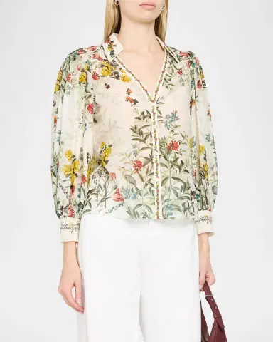 Alice + Olivia Charis Floral Button-Front Blouse | Thumbnail 4 Alice + Olivia Charis Floral Button-Front Blouse | Thumbnail 4