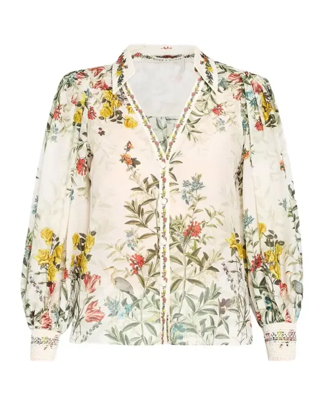 Charis Floral Button-Front Blouse