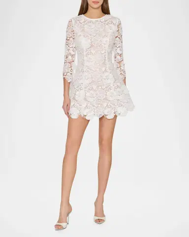 Milly Emmie Lace Fit-&-Flare Mini Dress | Thumbnail 2 Milly Emmie Lace Fit-&-Flare Mini Dress | Thumbnail 2