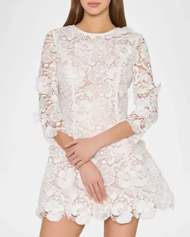Milly Emmie Lace Fit-&-Flare Mini Dress | Thumbnail 4 Milly Emmie Lace Fit-&-Flare Mini Dress | Thumbnail 4