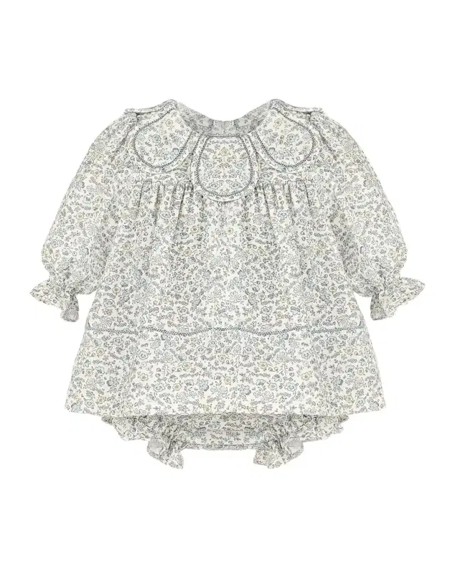 Luli & Me Girl 's Floral Petal Dress & Bloomers Set, Size 3M-24M