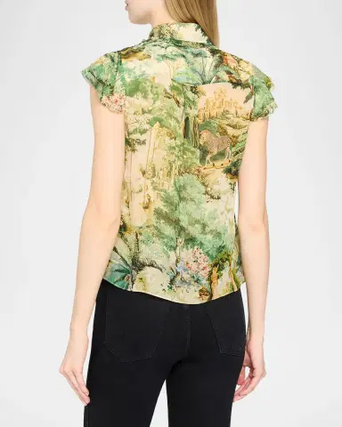 Alice + Olivia Martel Flutter-Sleeve Blouse | Thumbnail 3