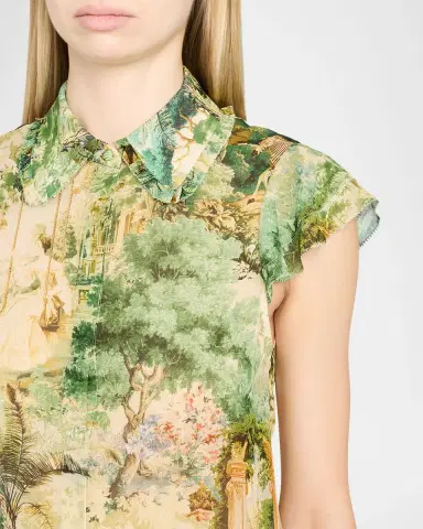 Alice + Olivia Martel Flutter-Sleeve Blouse | Thumbnail 5
