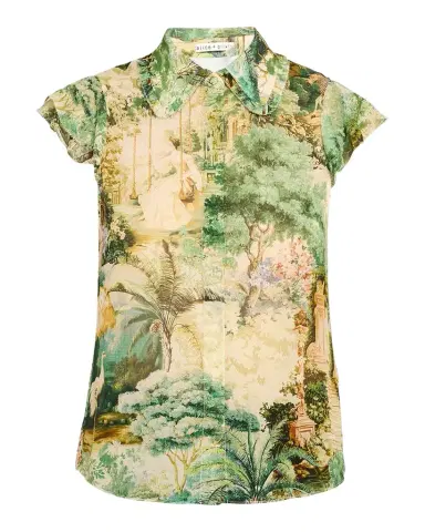 Alice + Olivia Martel Flutter-Sleeve Blouse | Thumbnail 1