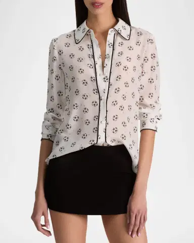 Alice + Olivia Willa Silk Placket Top | Thumbnail 4 Alice + Olivia Willa Silk Placket Top | Thumbnail 4