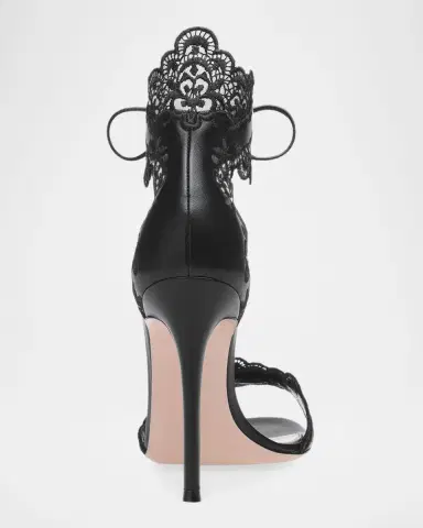 Gianvito Rossi 105mm Evie Embroidered Leather Ankle-Tie Sandals | Thumbnail 2