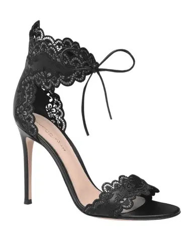 Gianvito Rossi 105mm Evie Embroidered Leather Ankle-Tie Sandals | Thumbnail 1