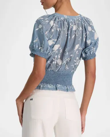Alice + Olivia Kathryn Embroidered Short-Sleeve Blouse | Thumbnail 3 Alice + Olivia Kathryn Embroidered Short-Sleeve Blouse | Thumbnail 3