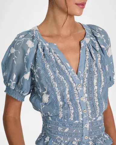 Alice + Olivia Kathryn Embroidered Short-Sleeve Blouse | Thumbnail 5 Alice + Olivia Kathryn Embroidered Short-Sleeve Blouse | Thumbnail 5