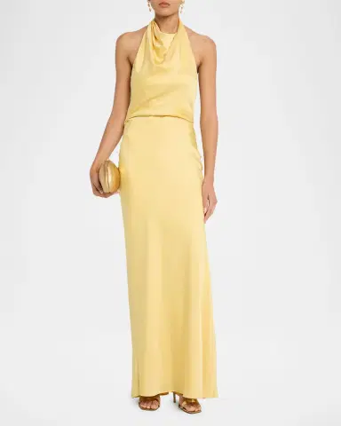 Simkhai Reannon Satin Halter Dress | Thumbnail 2 Simkhai Reannon Satin Halter Dress | Thumbnail 2